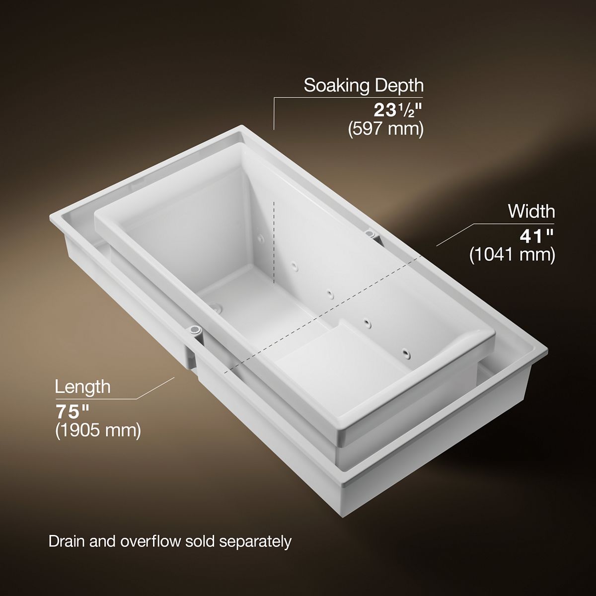 3/4 view of product with dimensions