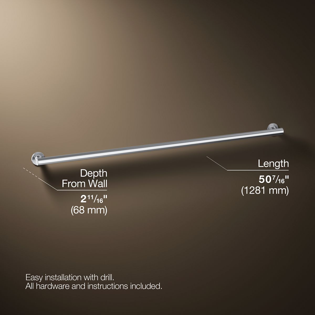 3/4 view of product with dimensions