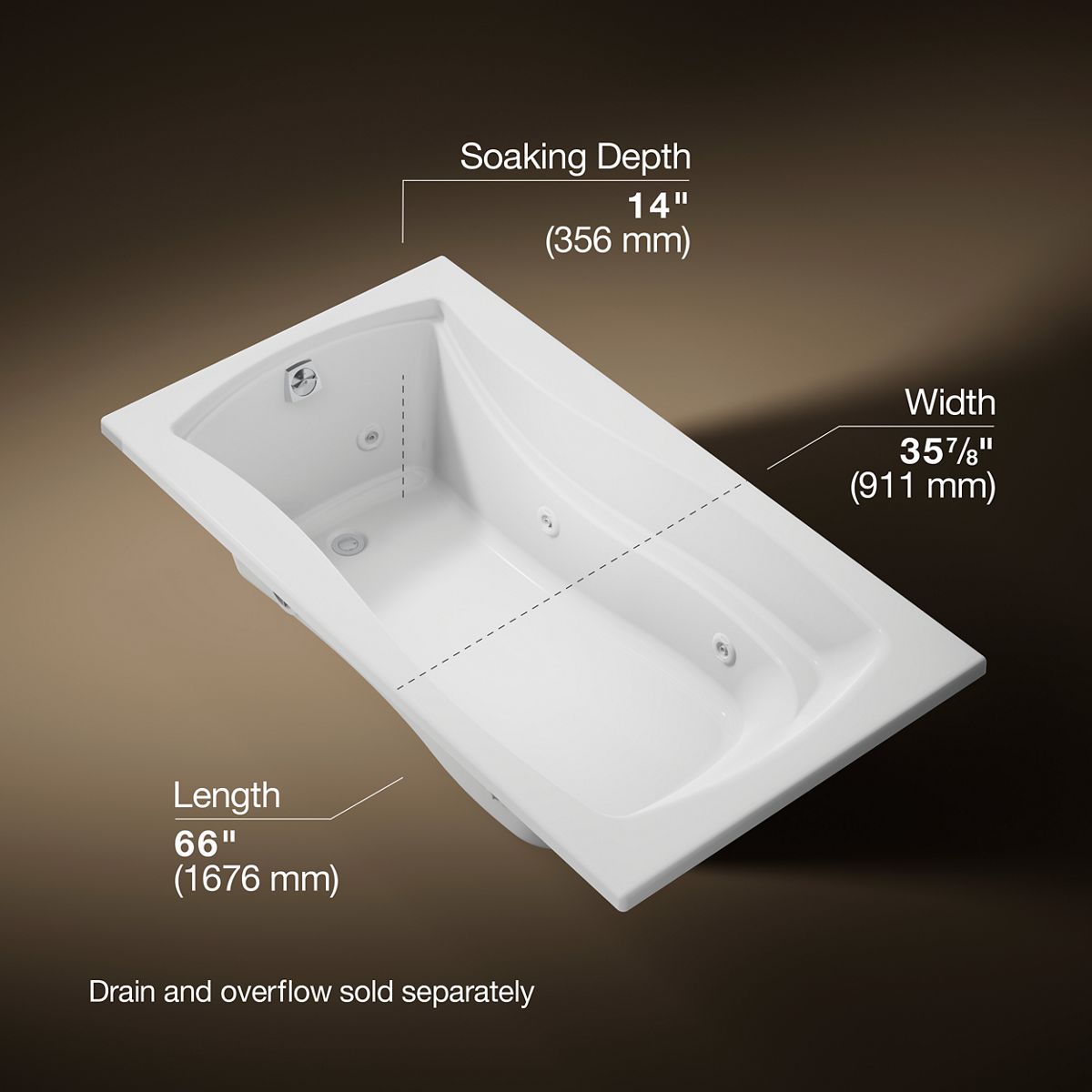 3/4 view of product with dimensions