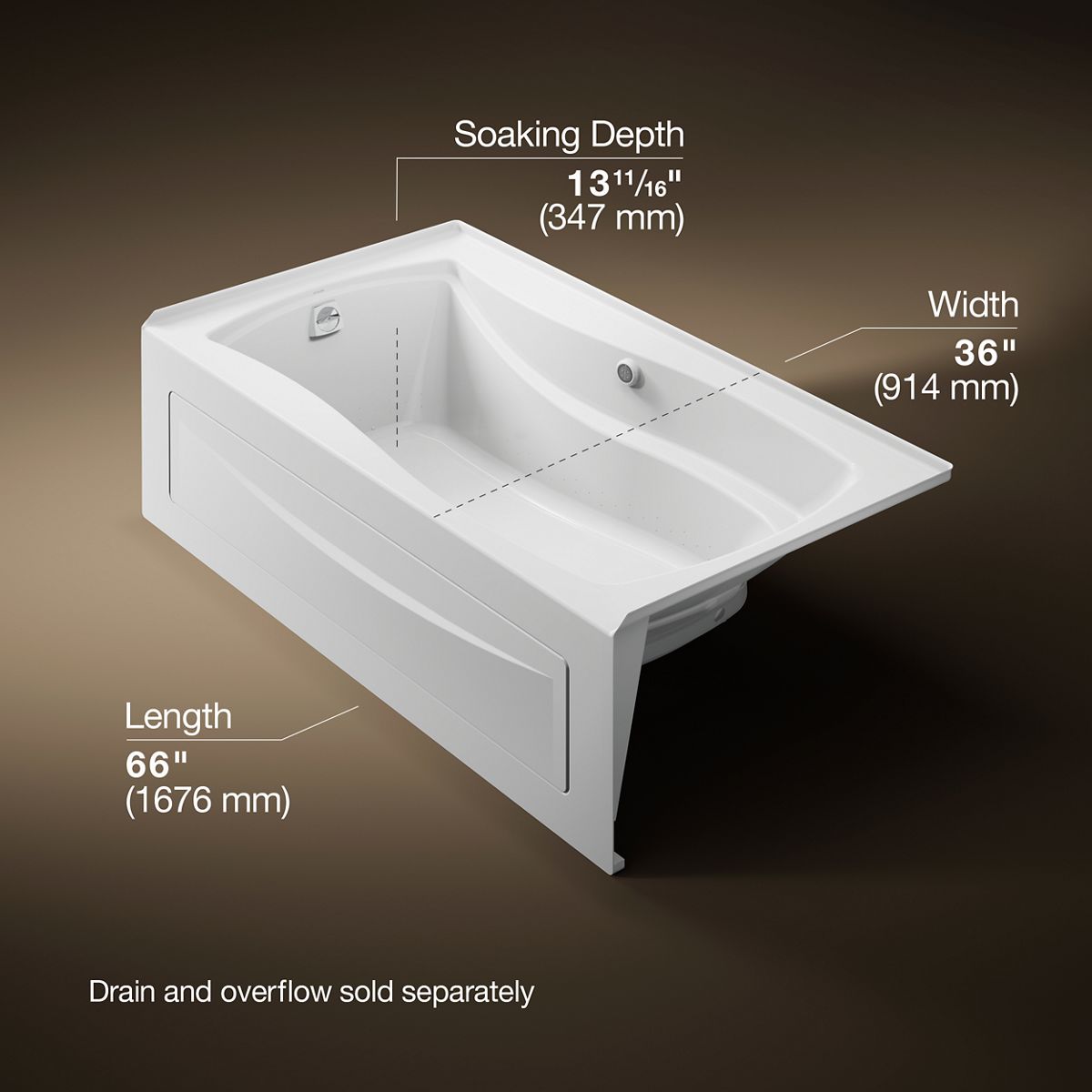 3/4 view of product with dimensions