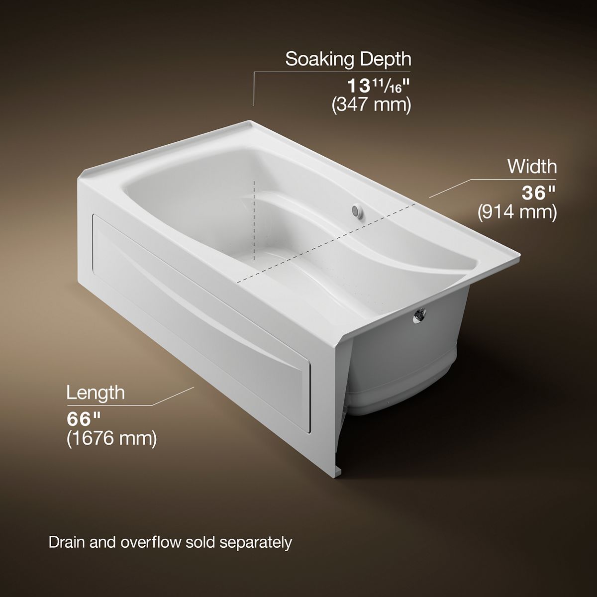 3/4 view of product with dimensions