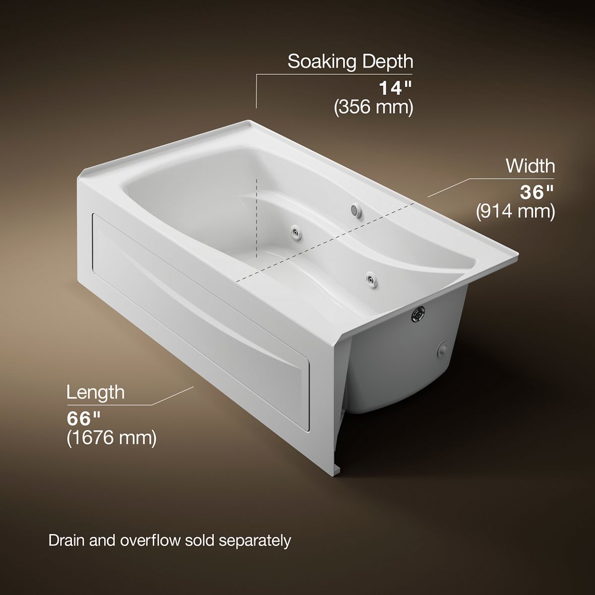 3/4 view of product with dimensions