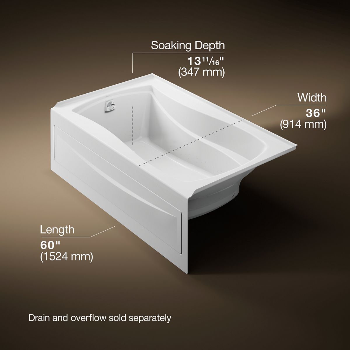 3/4 view of product with dimensions