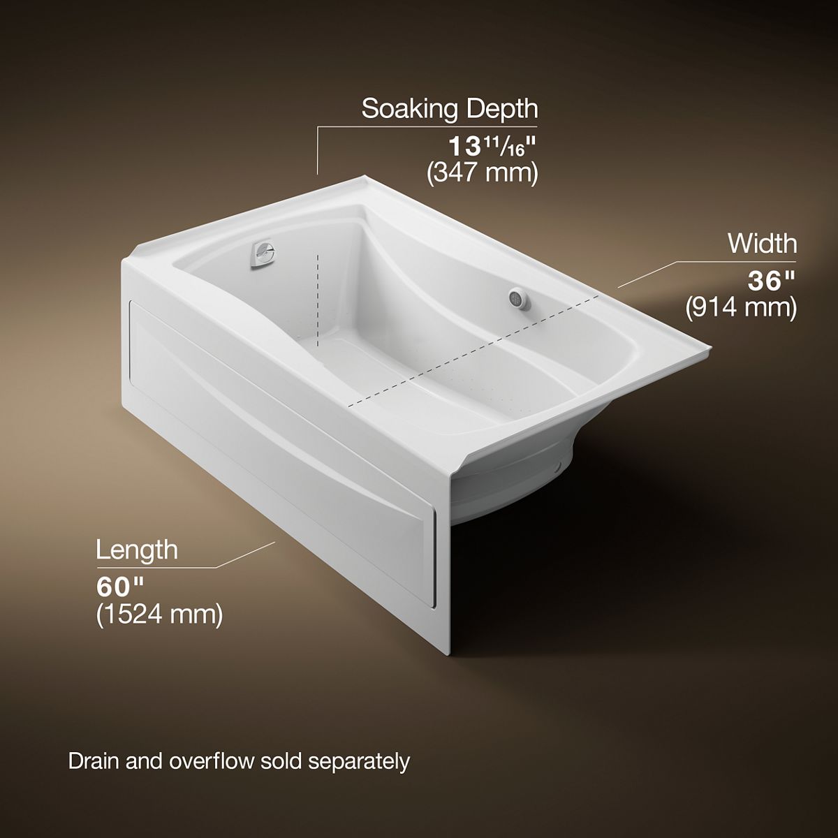 3/4 view of product with dimensions
