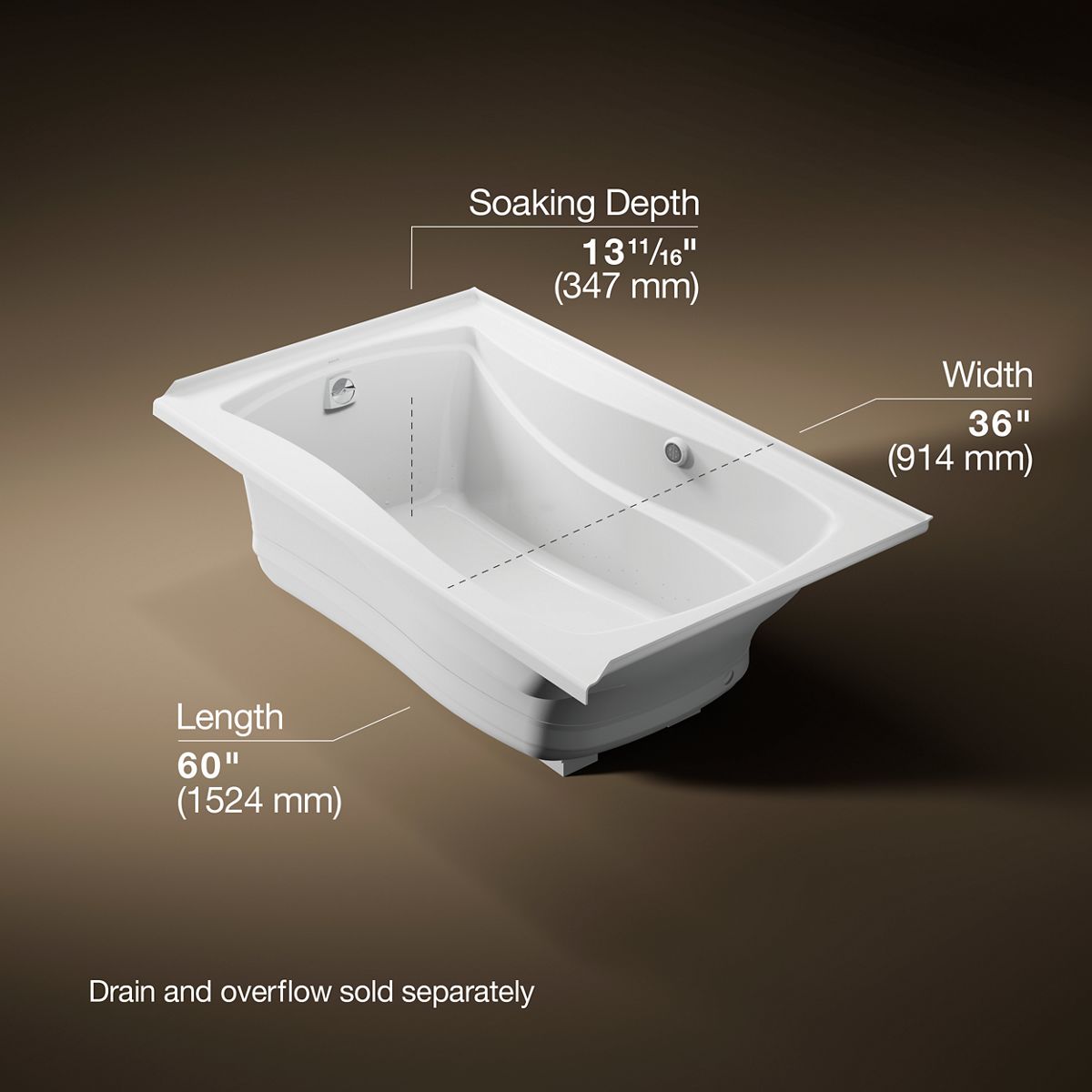 3/4 view of product with dimensions