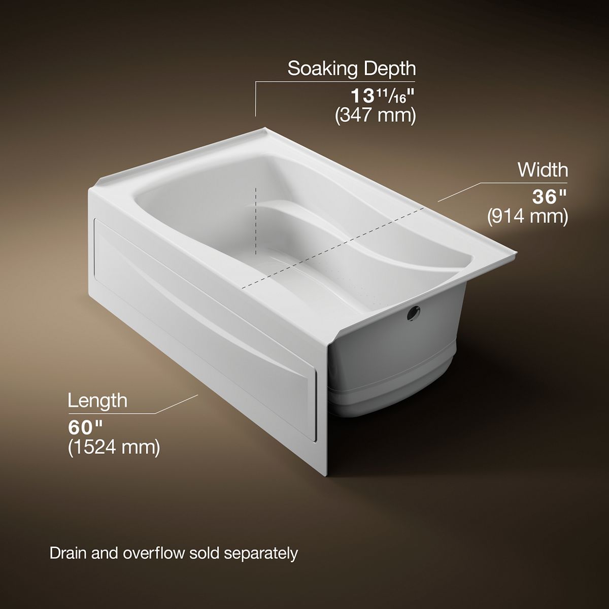 3/4 view of product with dimensions