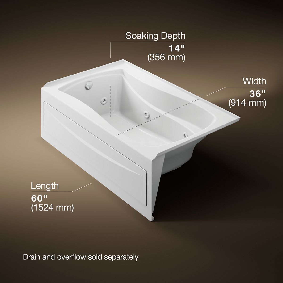 3/4 view of product with dimensions