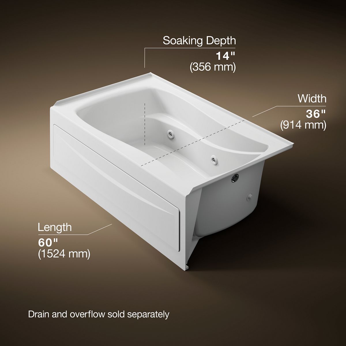 3/4 view of product with dimensions