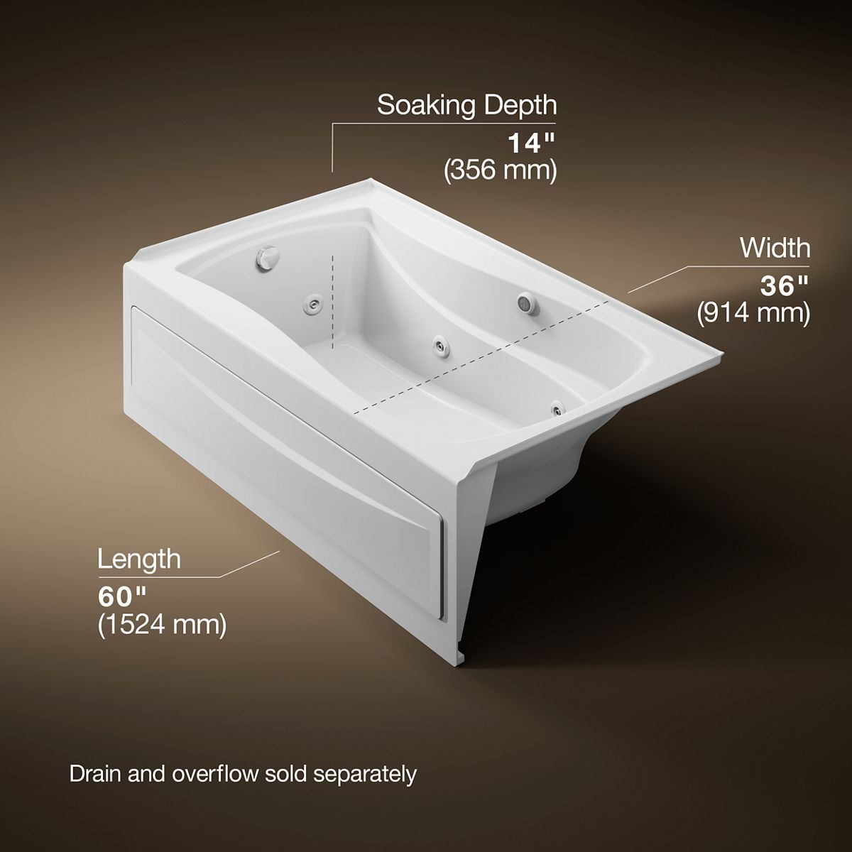 3/4 view of product with dimensions