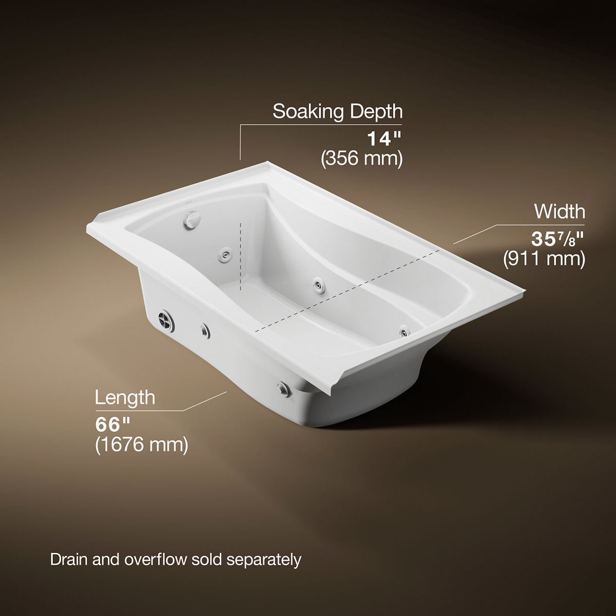 3/4 view of product with dimensions