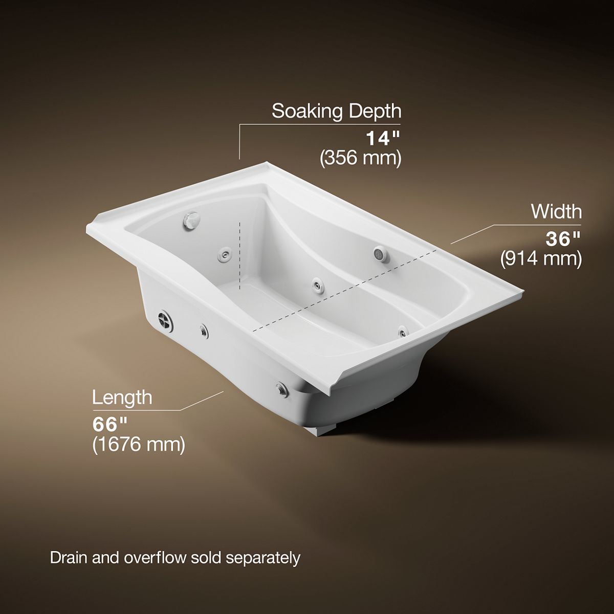 3/4 view of product with dimensions