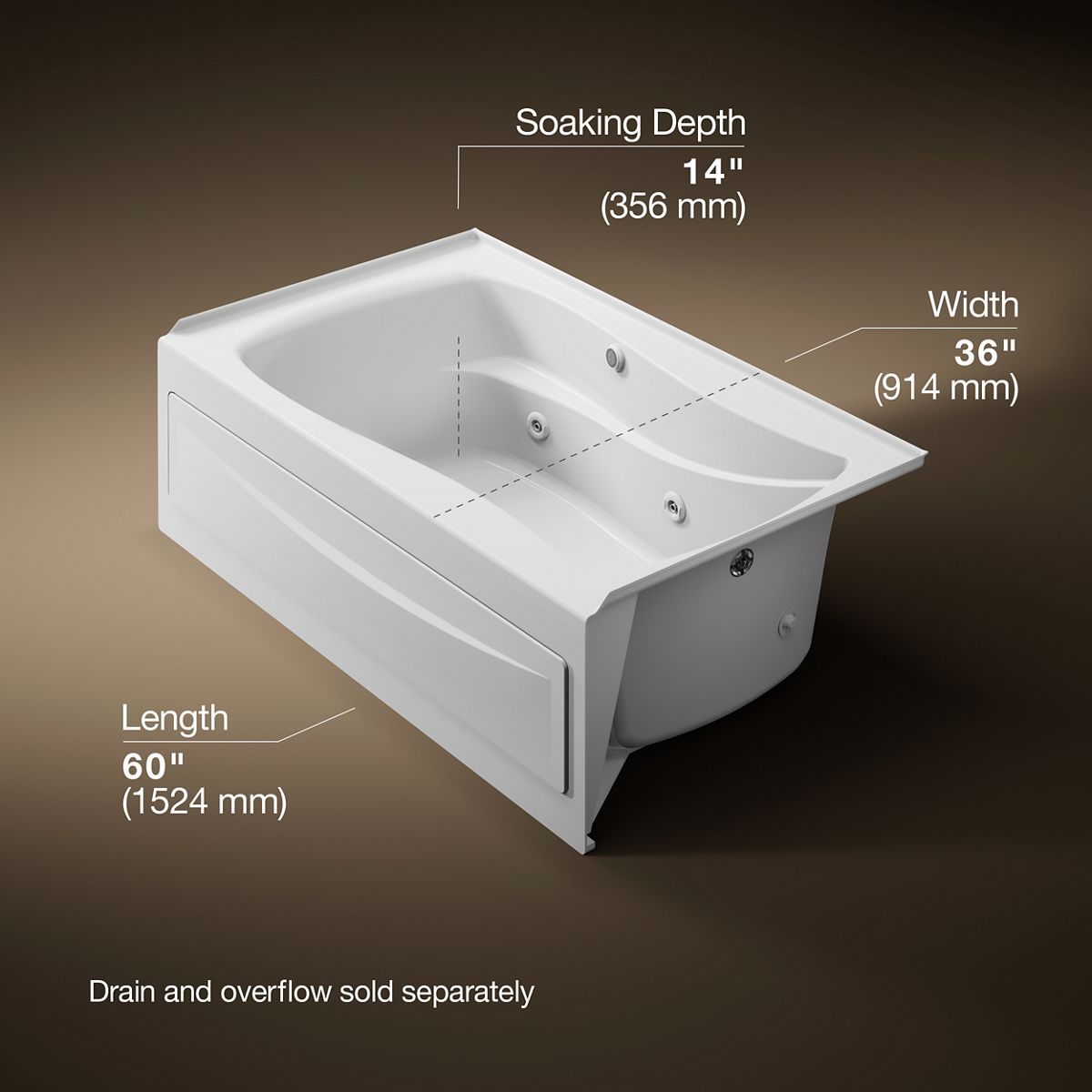 3/4 view of product with dimensions