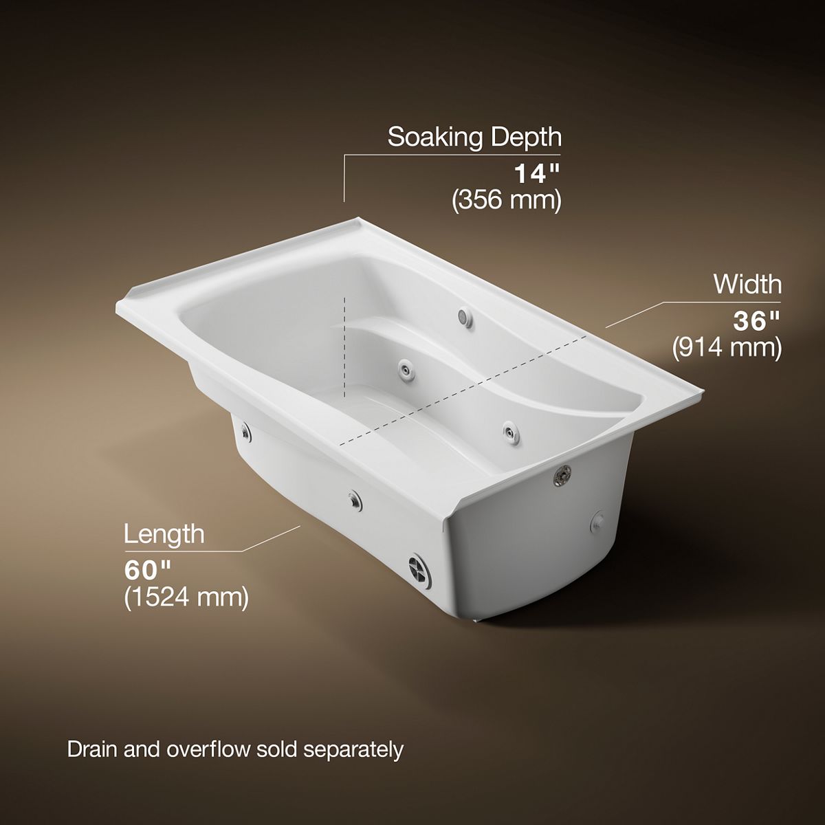 3/4 view of product with dimensions