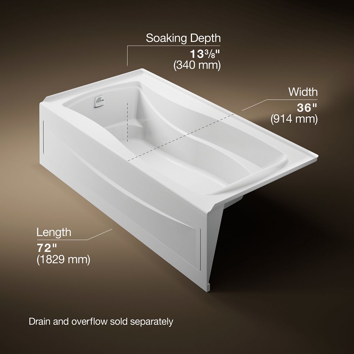 3/4 view of product with dimensions