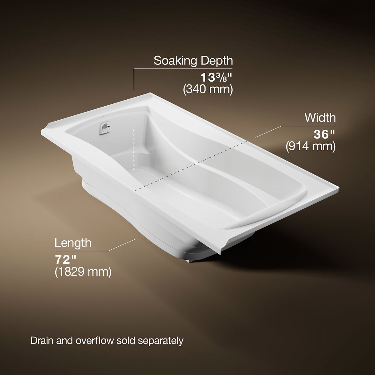3/4 view of product with dimensions