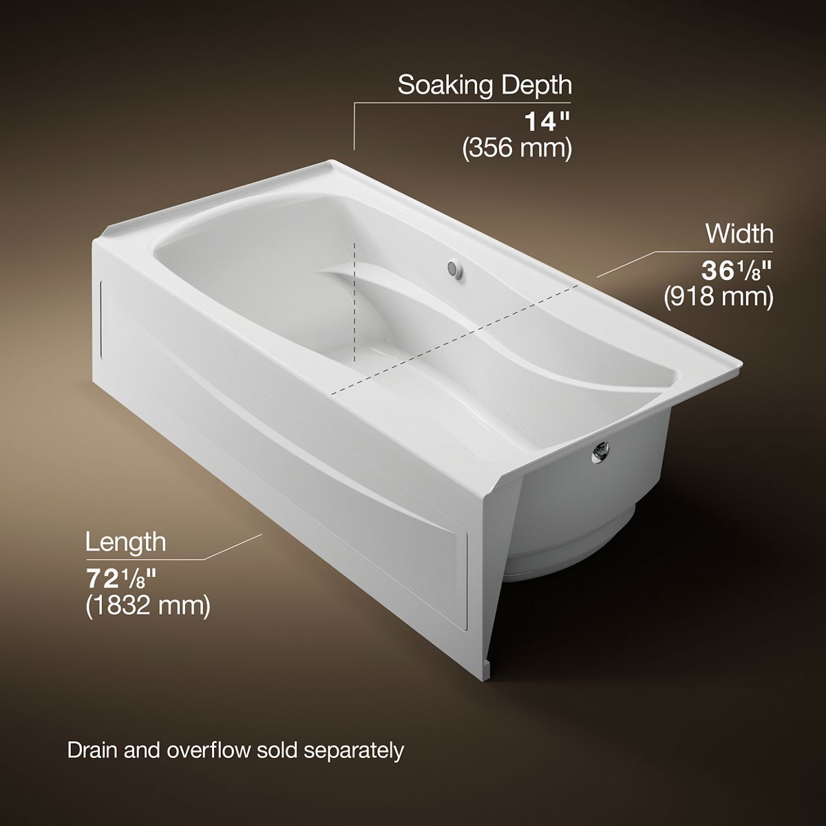3/4 view of product with dimensions