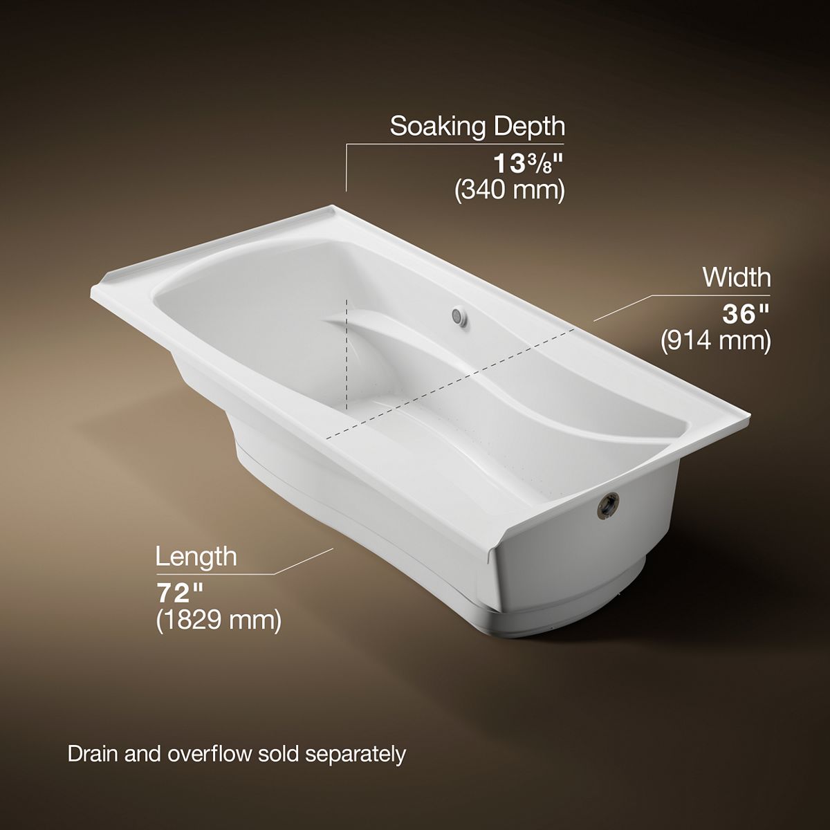 3/4 view of product with dimensions