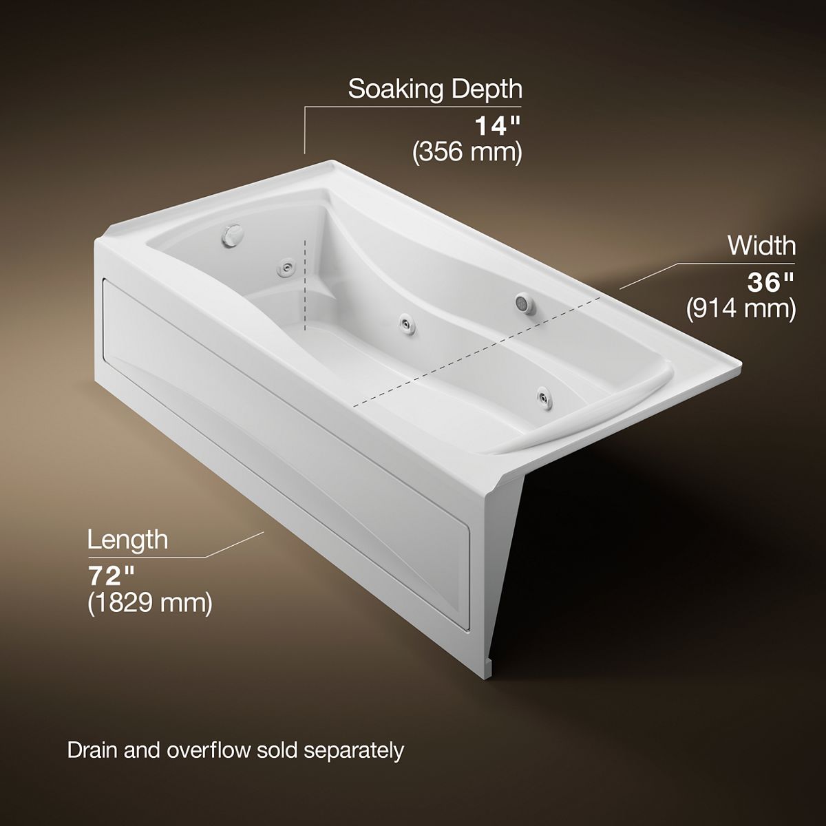 3/4 view of product with dimensions
