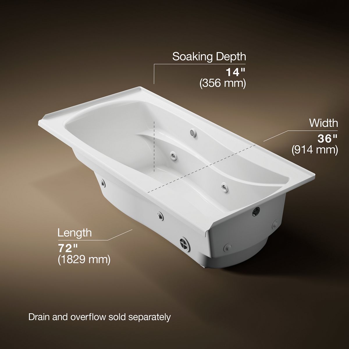 3/4 view of product with dimensions