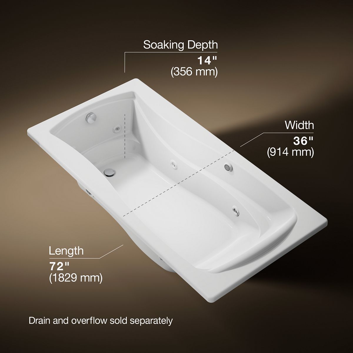 3/4 view of product with dimensions