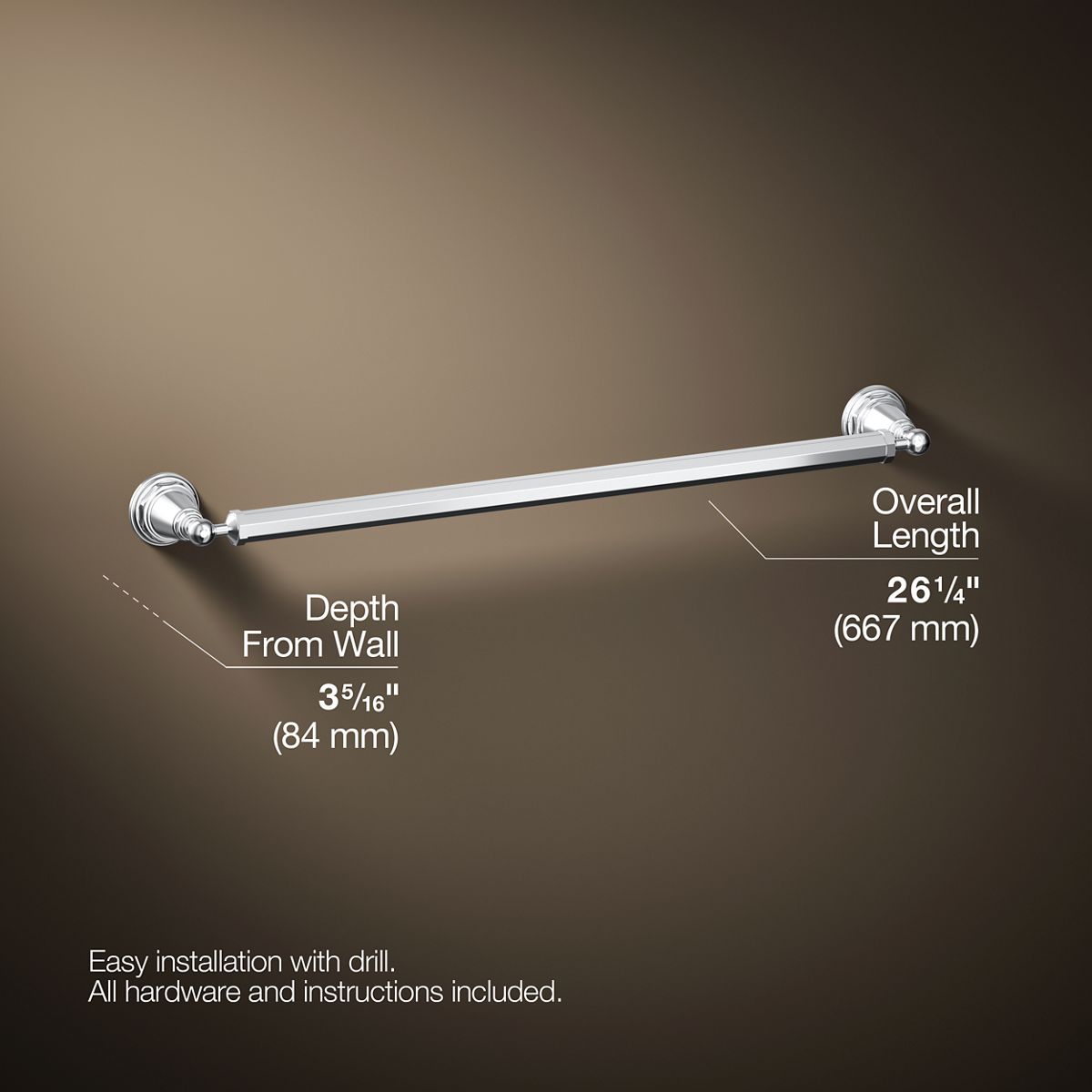 3/4 view of product with dimensions