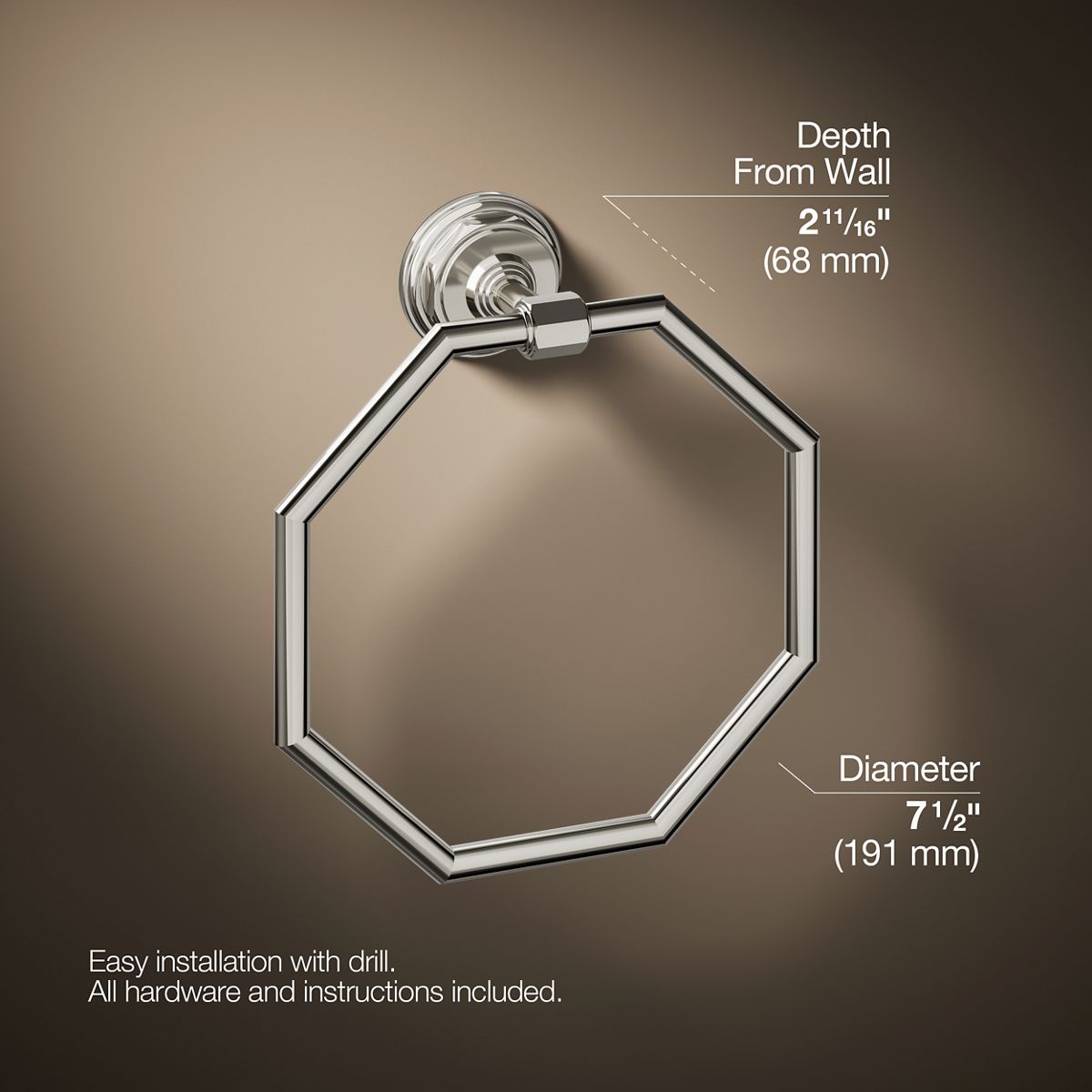 KOHLER | K-13112 | Pinstripe Towel Ring