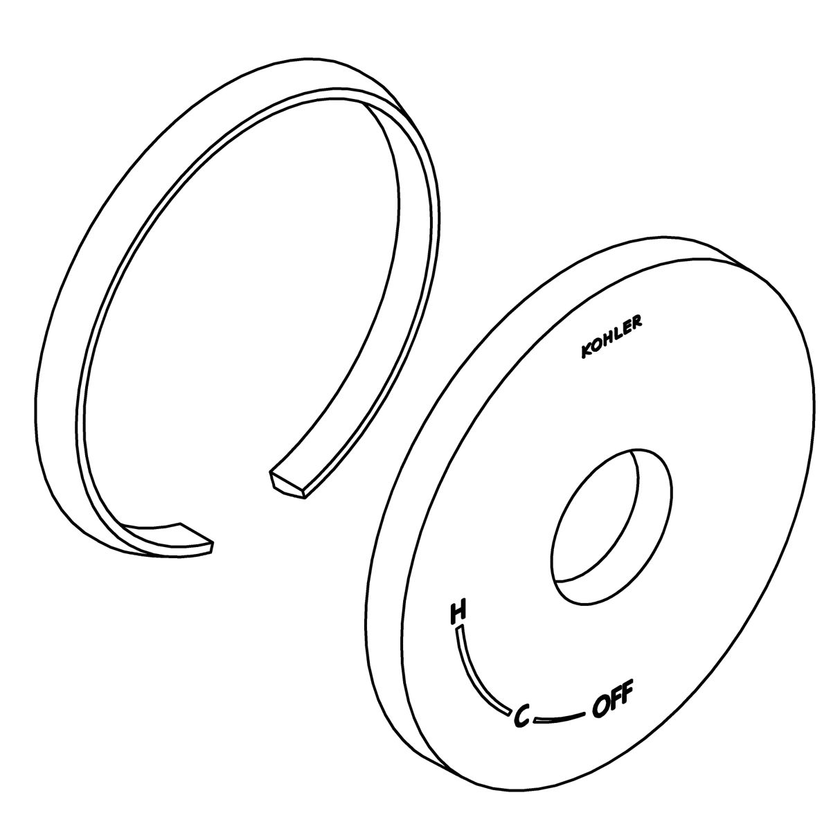 Kohler Genuine Parts Escutcheon KIT - Vibrant Brushed Moderne Brass