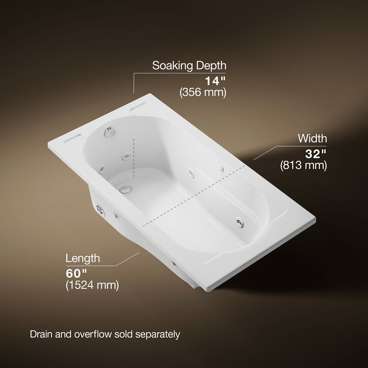 3/4 view of product with dimensions