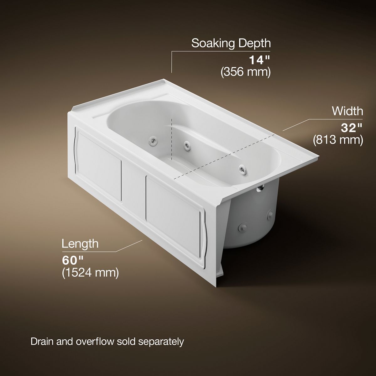 3/4 view of product with dimensions