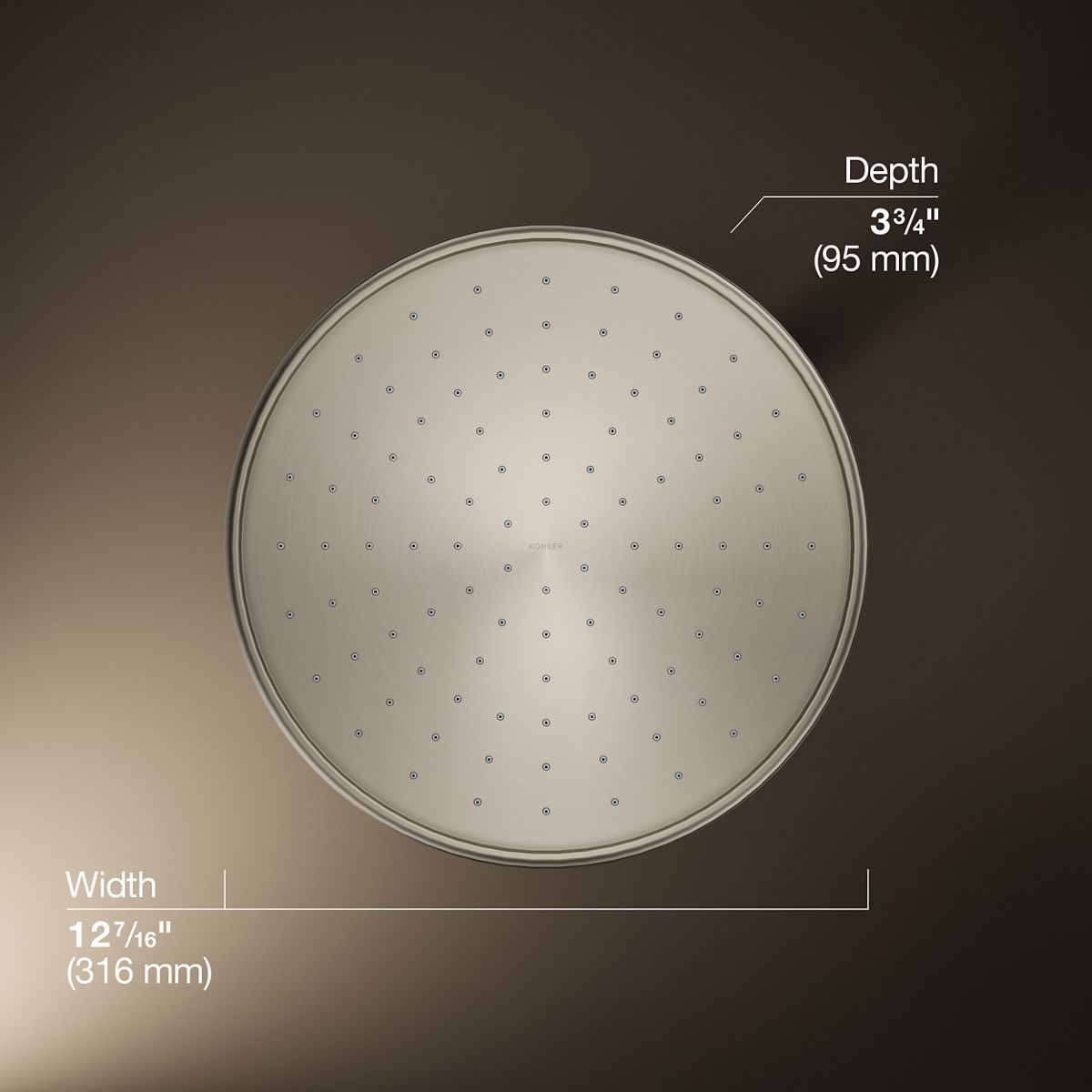 3/4 view of product with dimensions