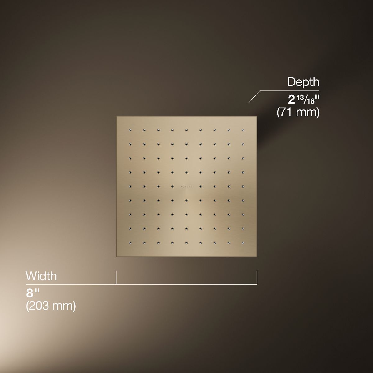 3/4 view of product with dimensions
