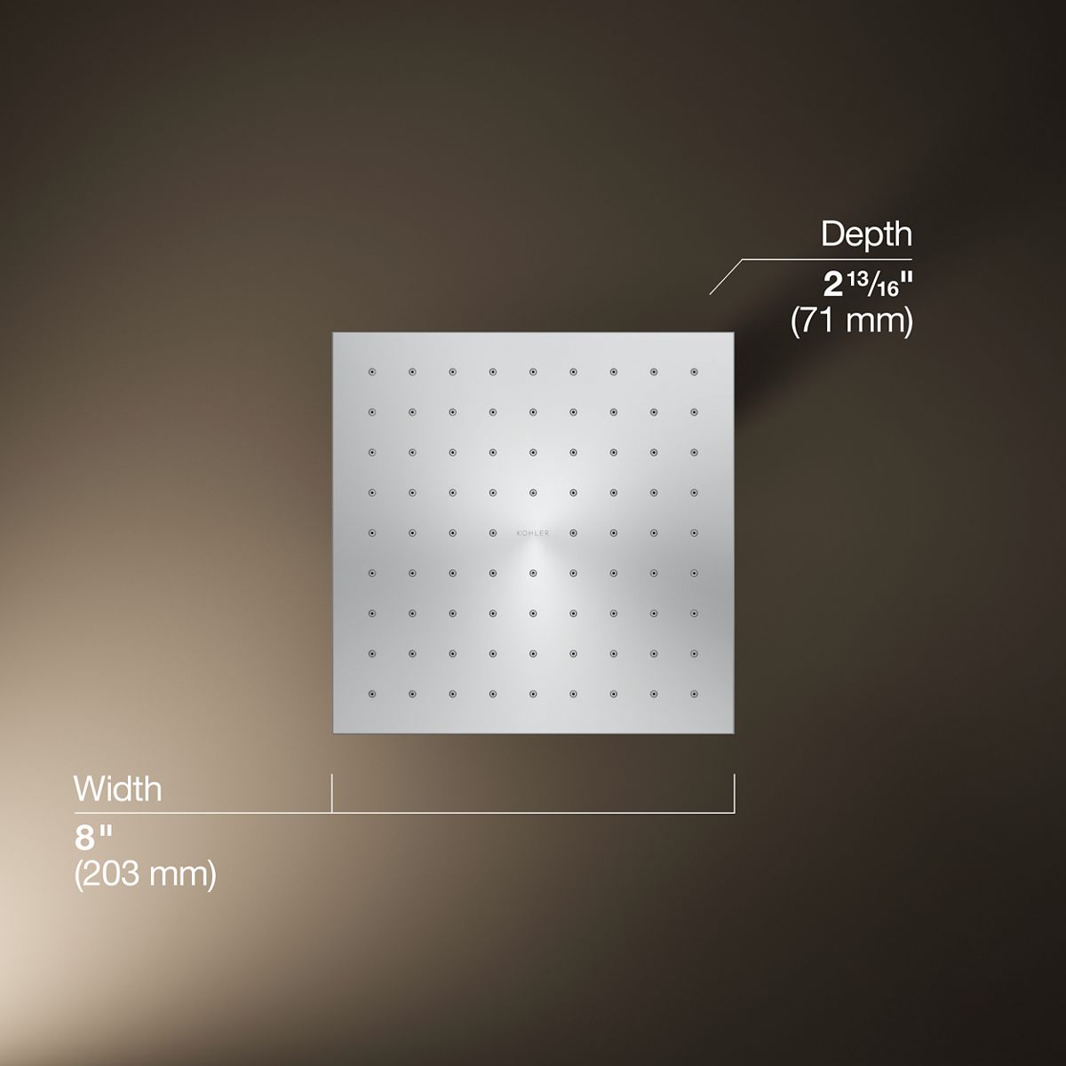 3/4 view of product with dimensions