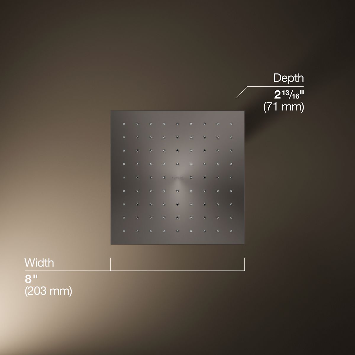 3/4 view of product with dimensions