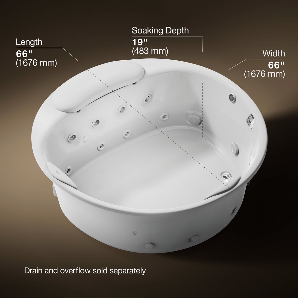 3/4 view of product with dimensions