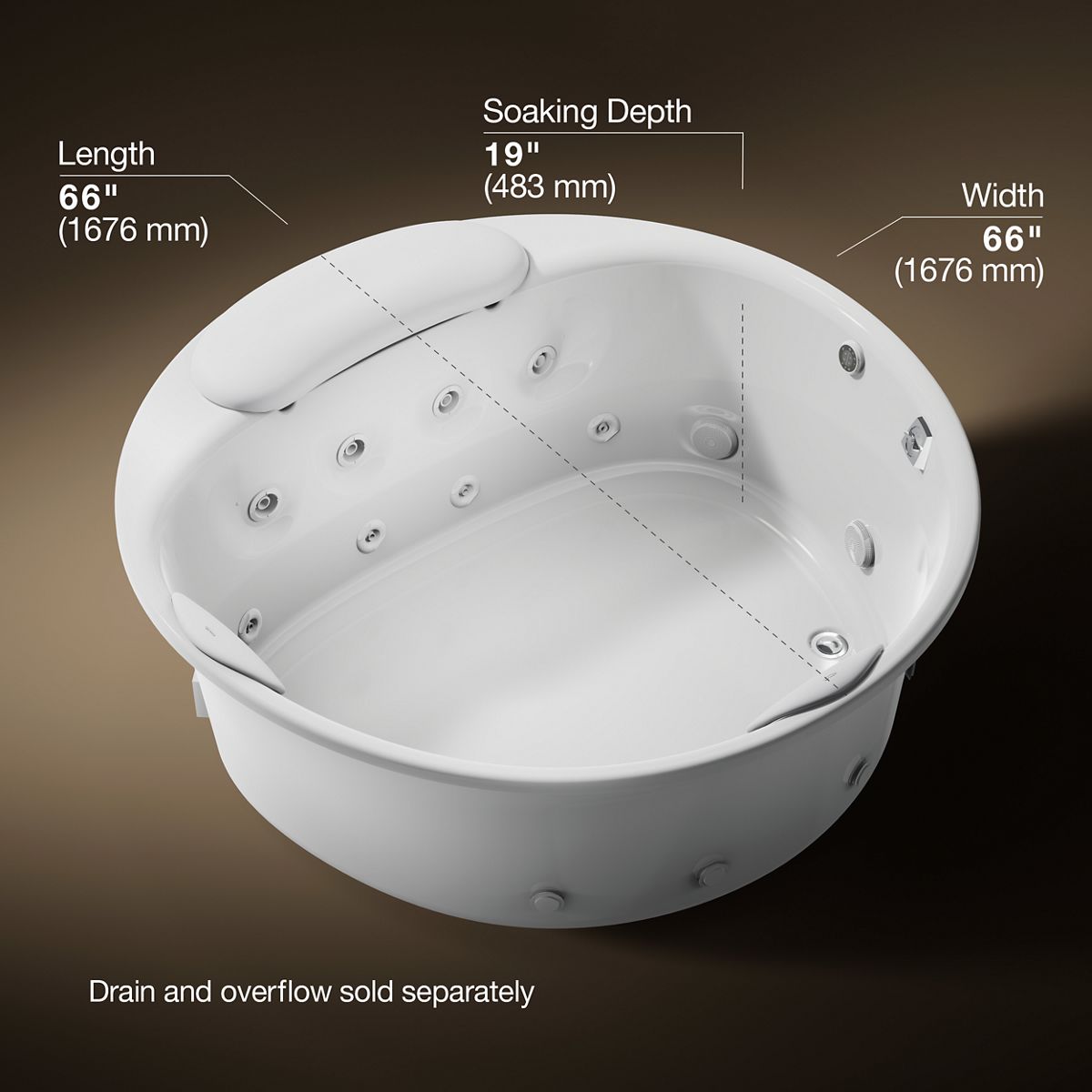 3/4 view of product with dimensions