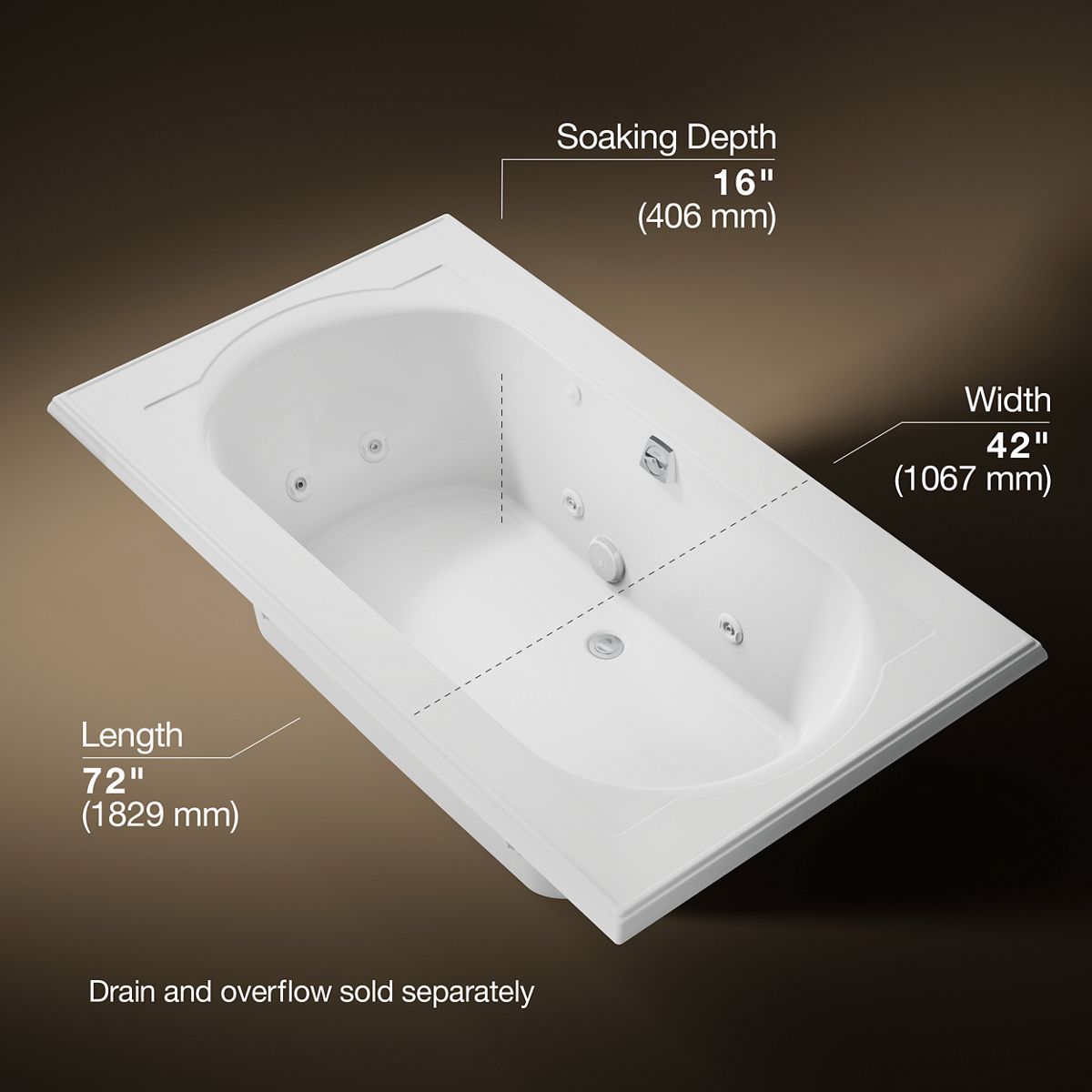 3/4 view of product with dimensions