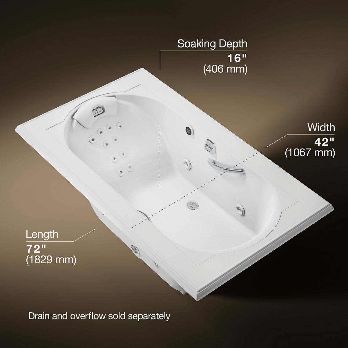 3/4 view of product with dimensions