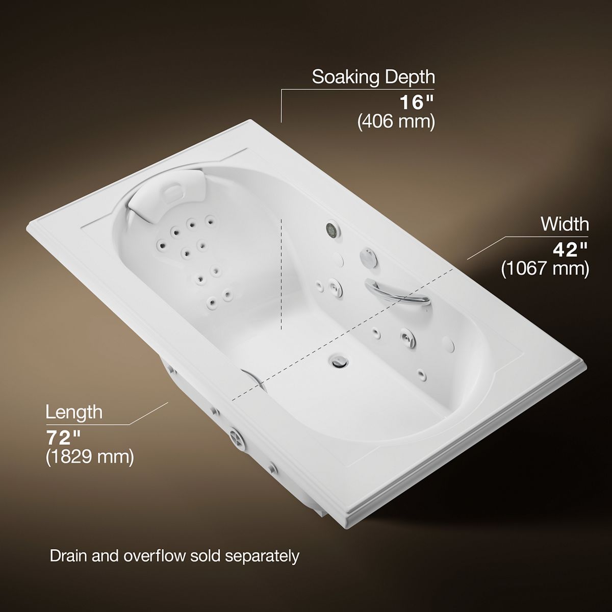 3/4 view of product with dimensions