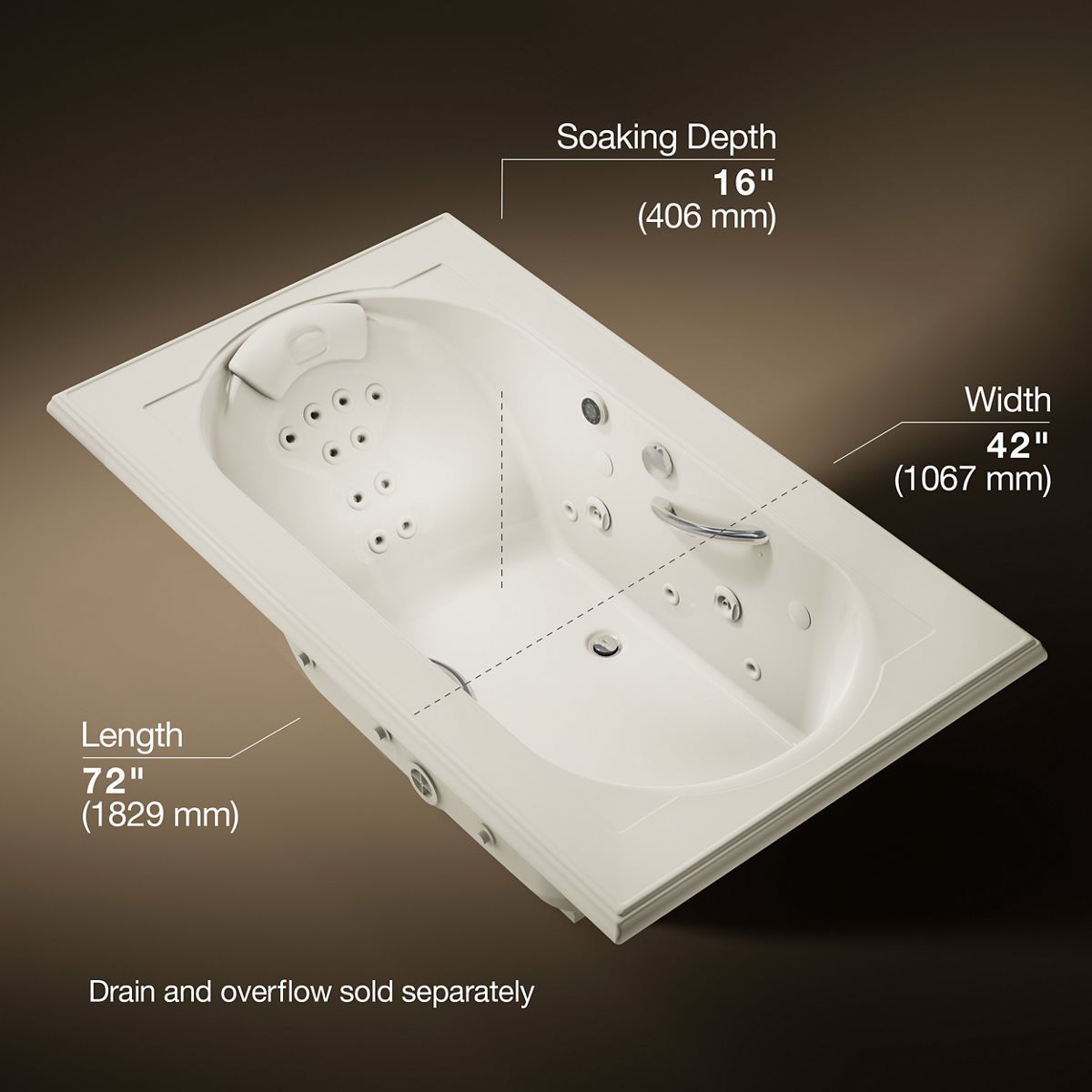3/4 view of product with dimensions