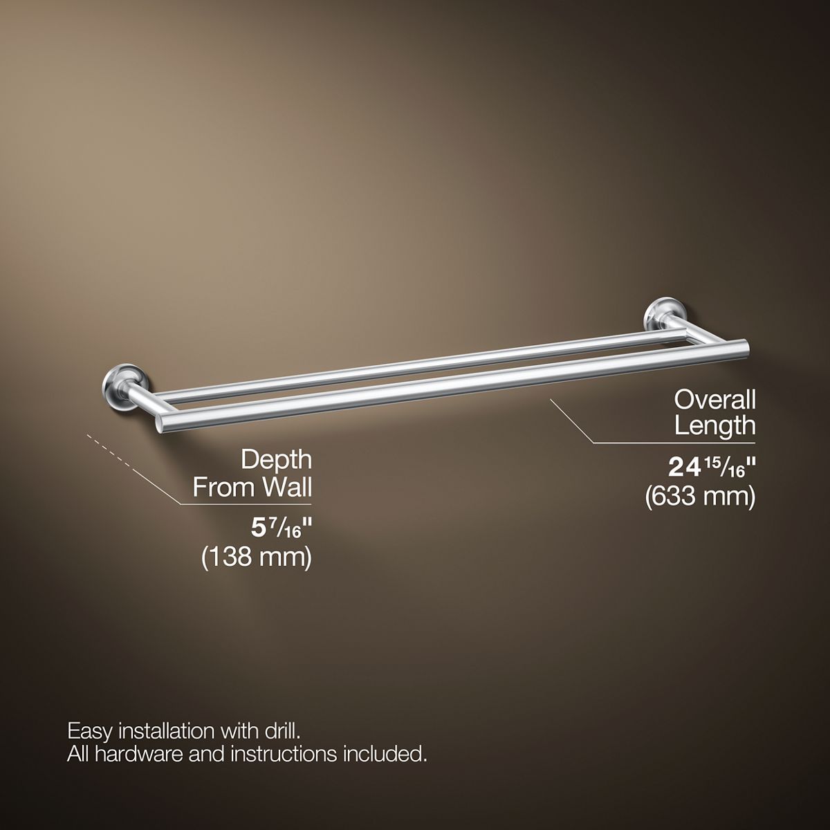 3/4 view of product with dimensions