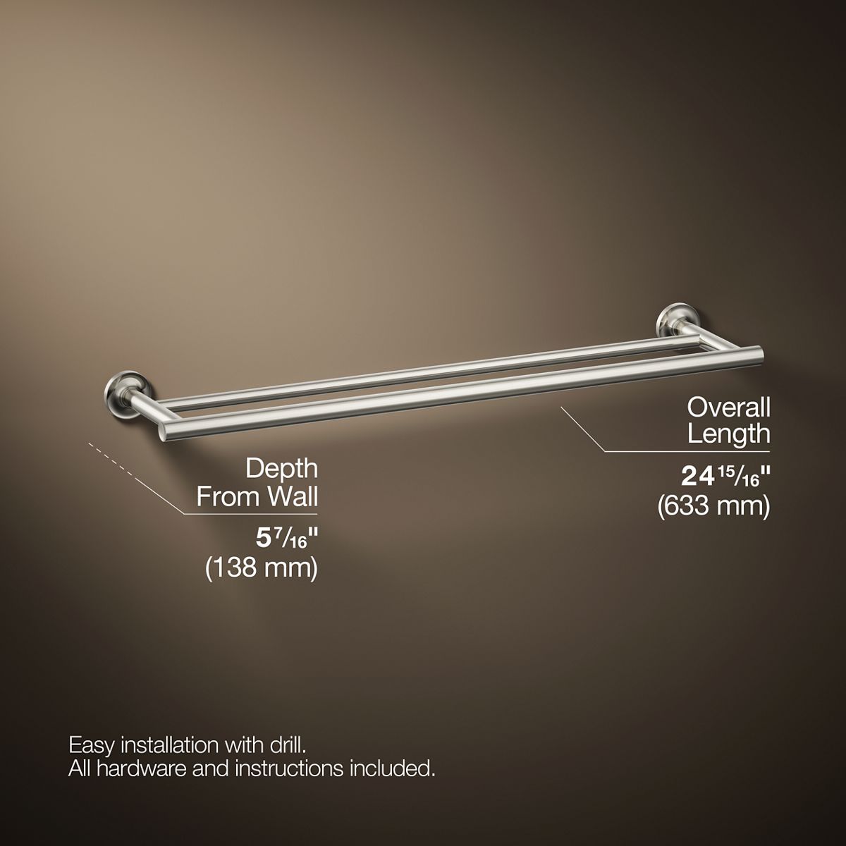 3/4 view of product with dimensions