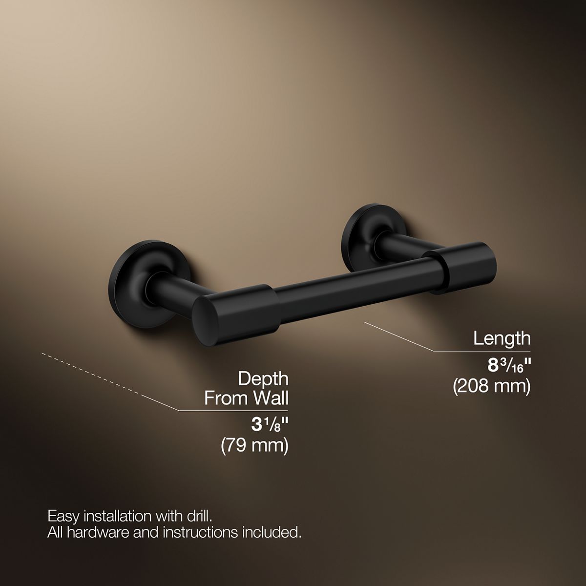 3/4 view of product with dimensions