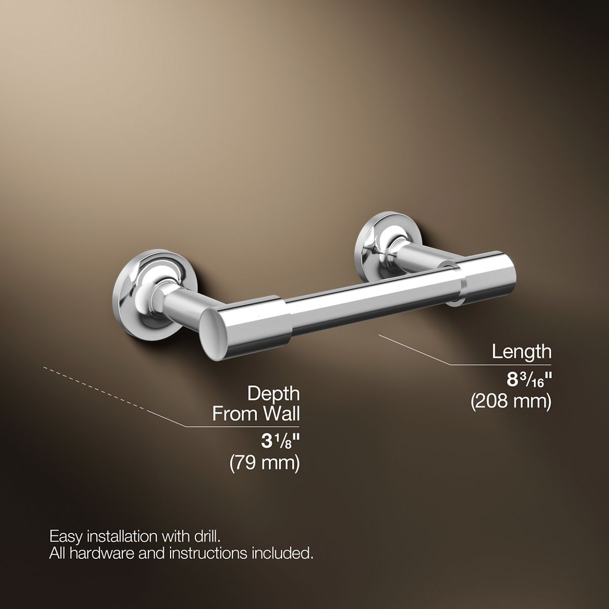 3/4 view of product with dimensions