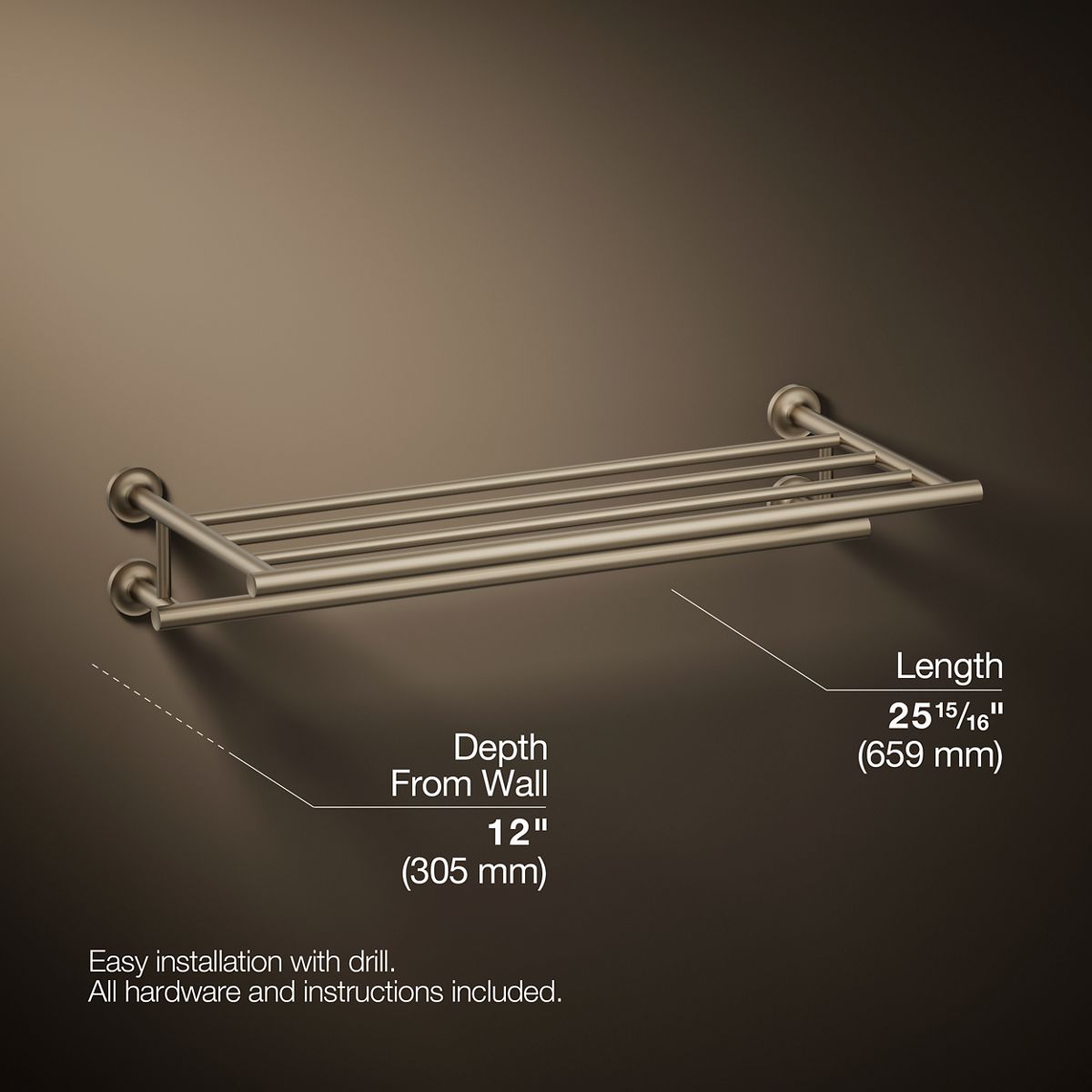 3/4 view of product with dimensions