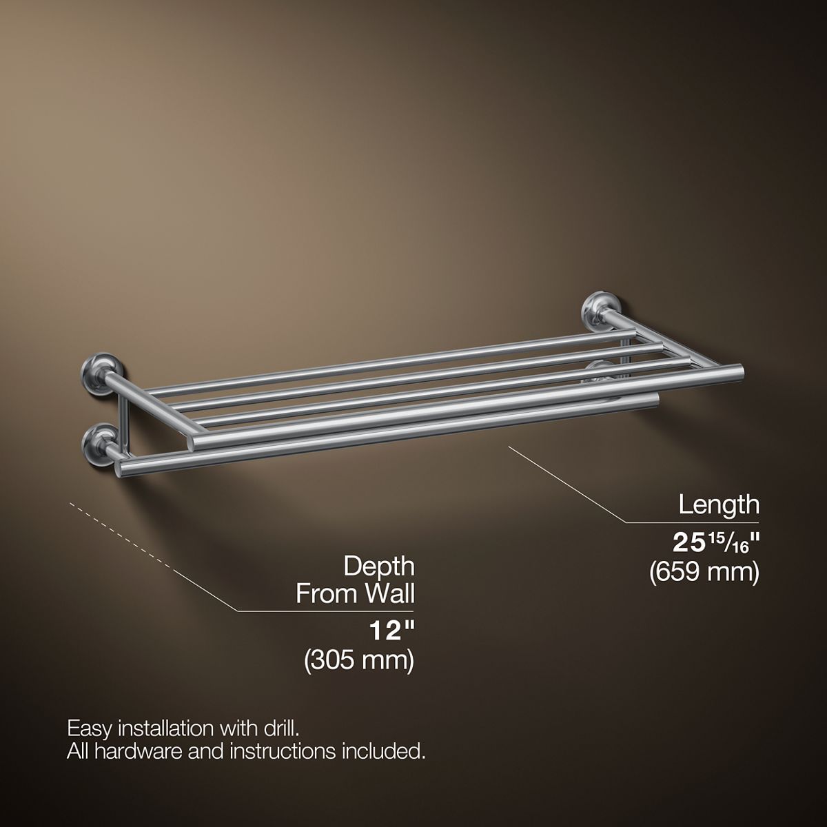 3/4 view of product with dimensions