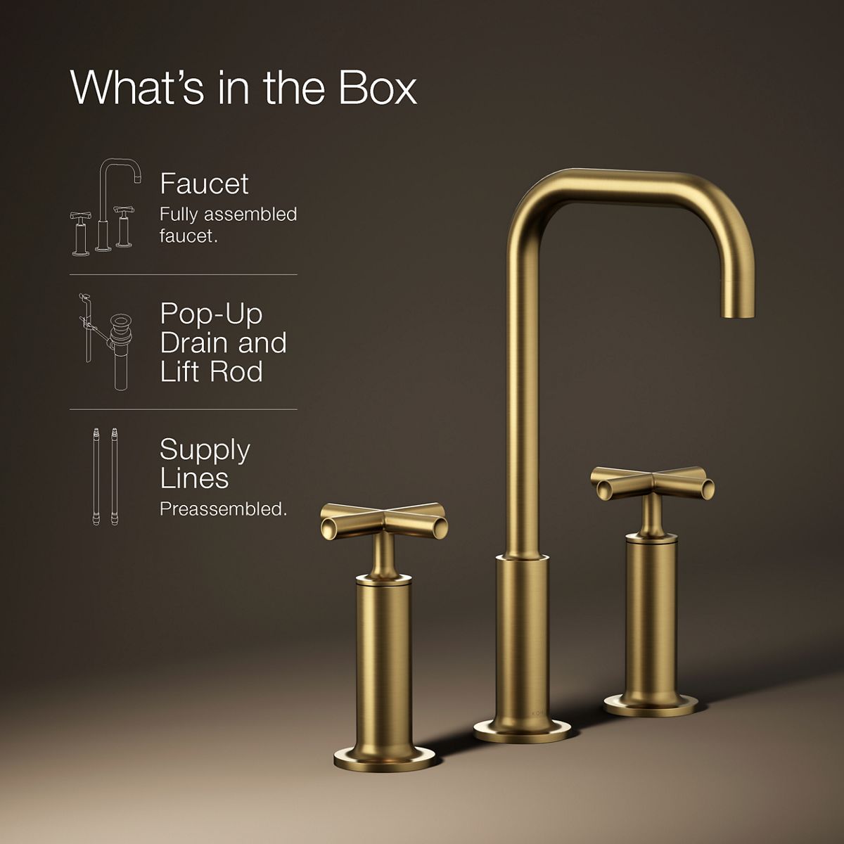 KOHLER | K-14408-3 | Purist Widespread Sink Faucet with High Cross