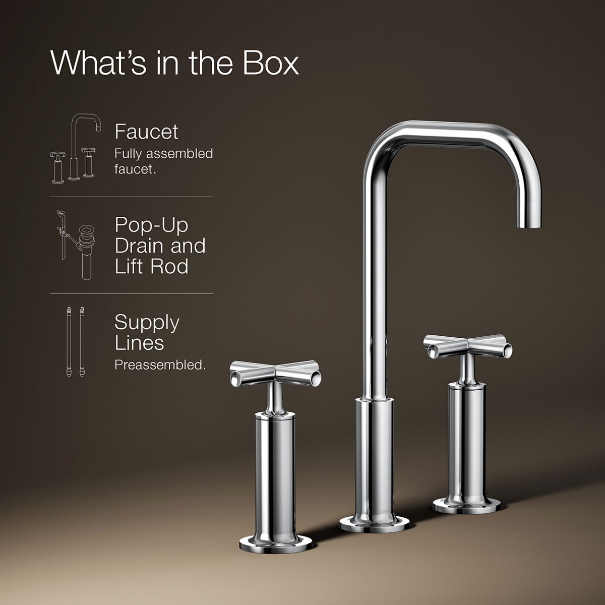 KOHLER | K-14408-3 | Purist Widespread Sink Faucet with High Cross