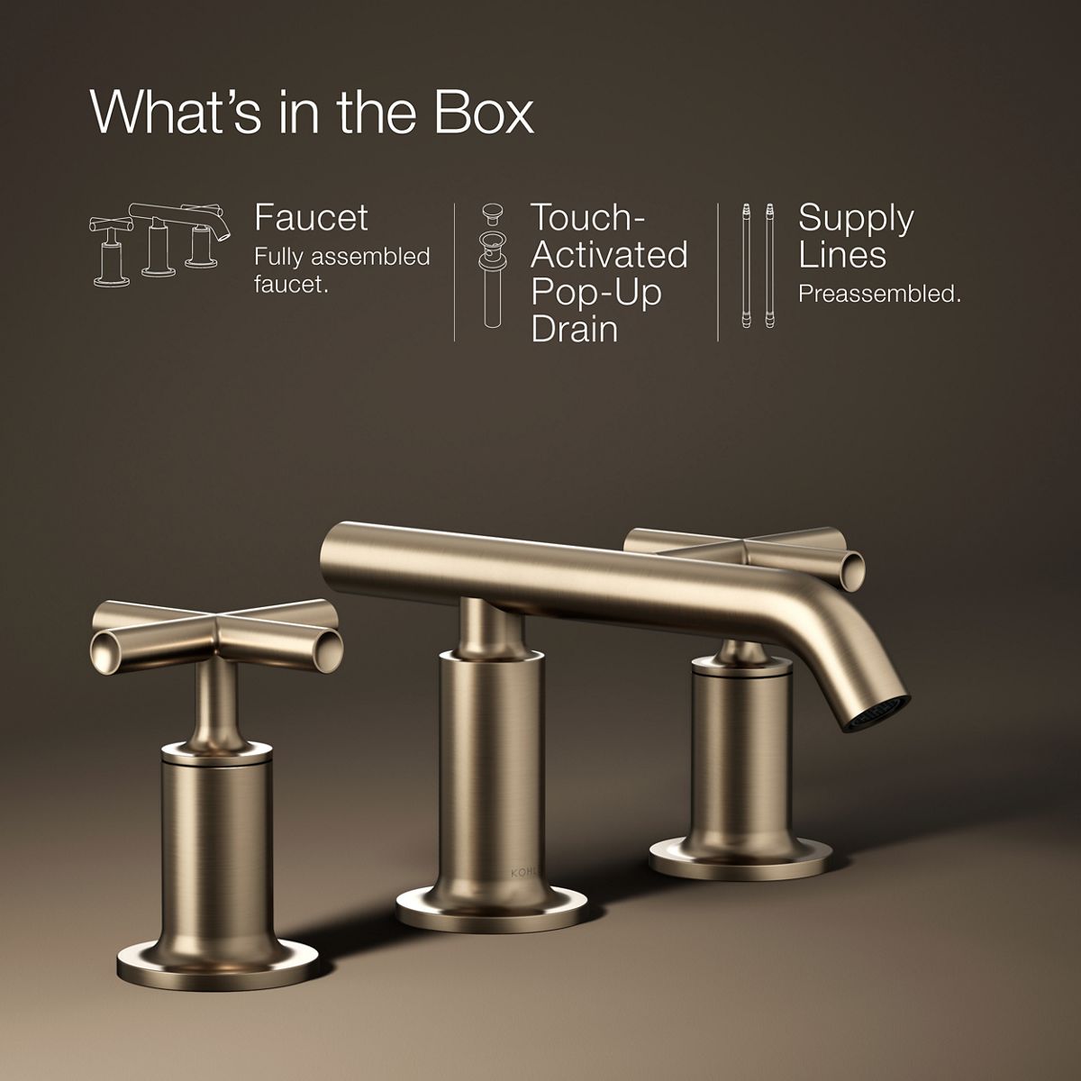 KOHLER | K-14410-3 | Purist Widespread Sink Faucet with Low Cross