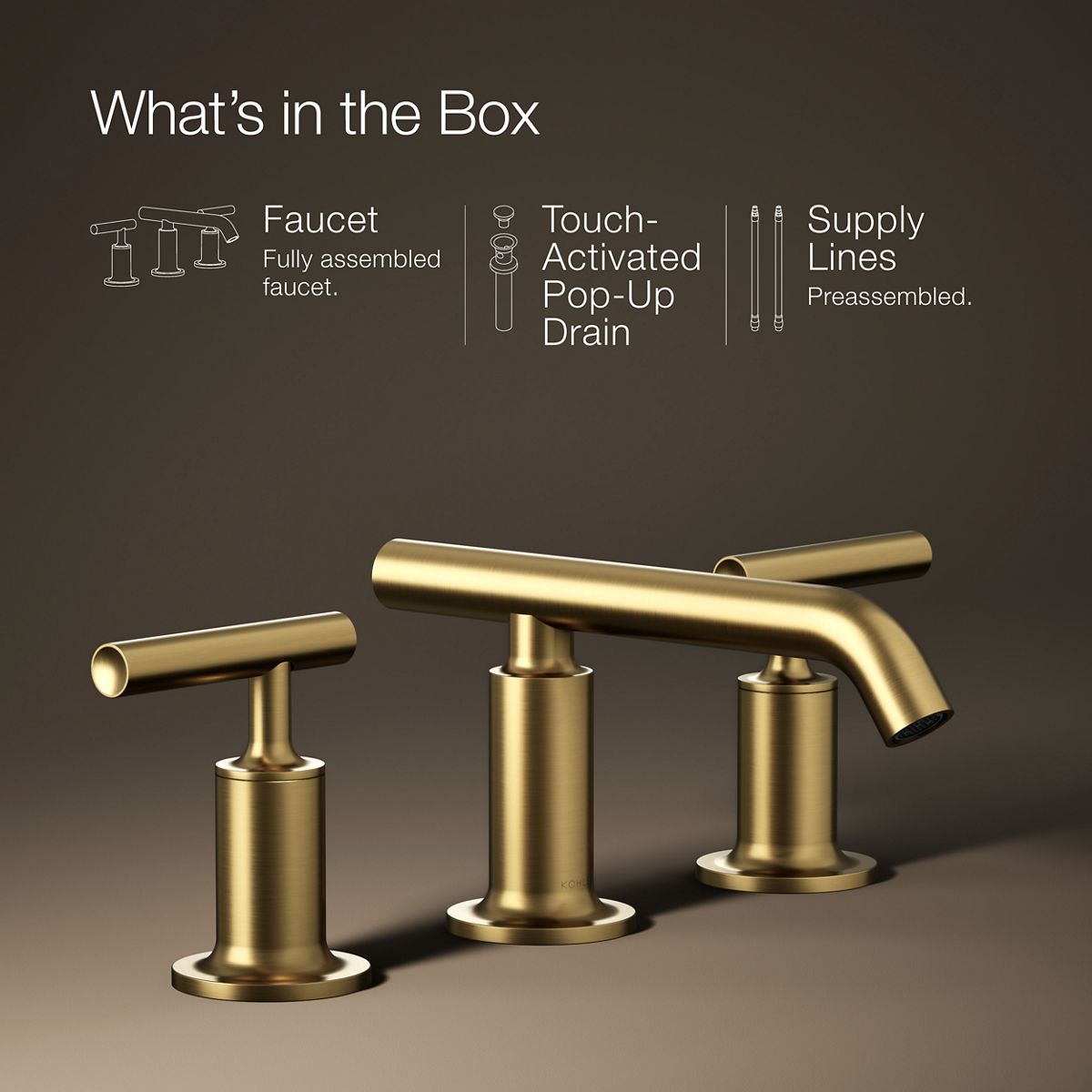 KOHLER | K-14410-4 | Purist Widespread Sink Faucet with Low Lever