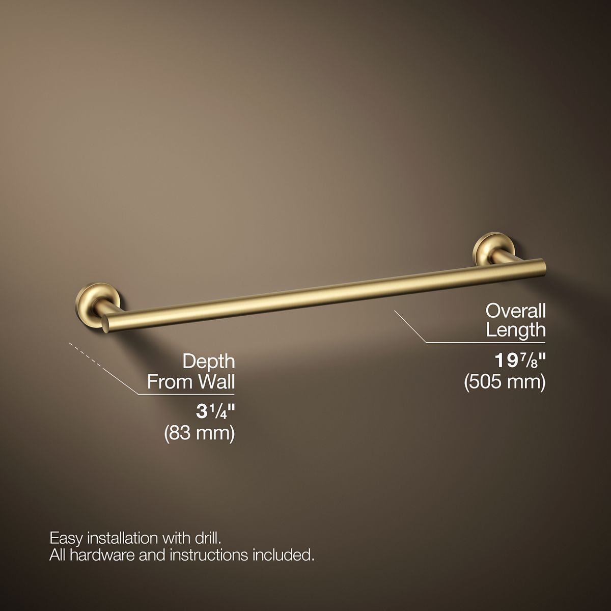 3/4 view of product with dimensions